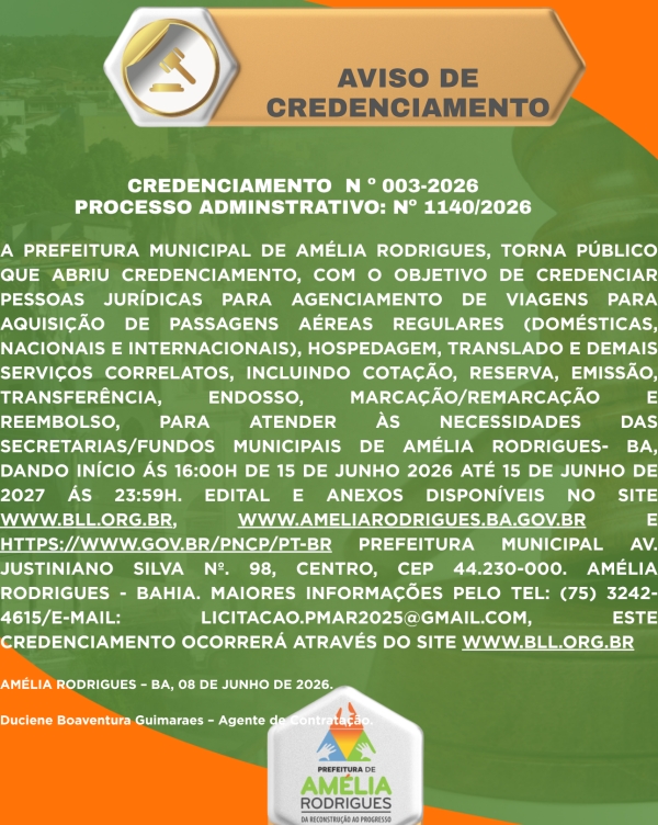 AVISO D CREDENCIAMENTO Nº 003-2026