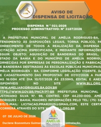AVISO DISPENSA DE LICITAÇÃO Nº 021-2026